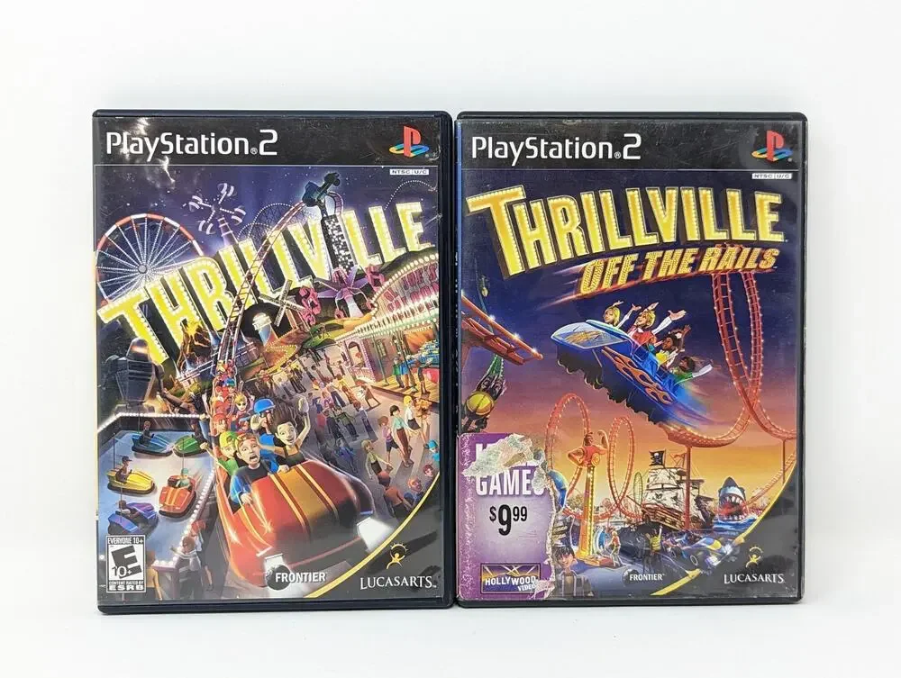 Thrillville 1 & 2 PlayStation 2 PS2 Games Complete Manual CIB Tested